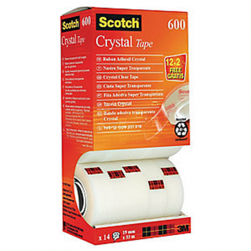 Scotch Crystal Clear Tape, 19mm X 33m, Box Of 14 Rolls