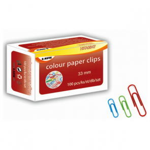 Sakota Paper Clips, Round, 33m, Assorted Colours, Pack Of 100