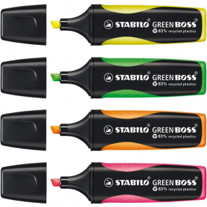 Zakreślacze Stabilo Green Boss,kolory fluorescencyjne, 4 szt. 