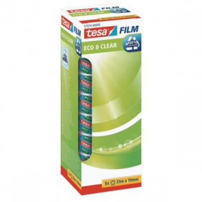 Tesa Eco Clear Tape 19mmx33m - Pack Of 8 (Includes 1 Free Roll)