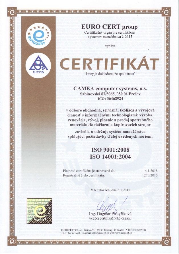 ISO certifikat kvality